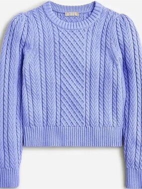NWOT J. Crew Periwinkle Purple Cable-Knit Crewneck Sweater